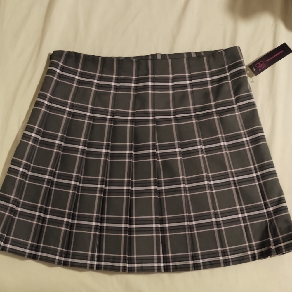 No Boundaries Green Plaid School Girl Skirt